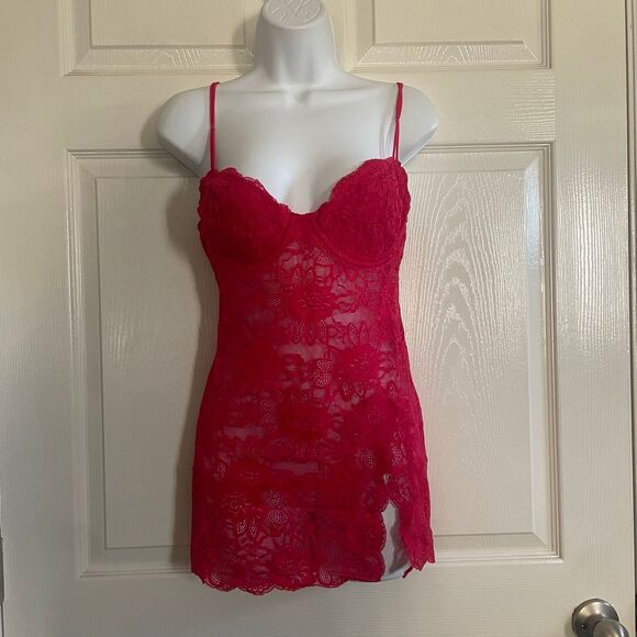 Victorias Secret 36C Slip Dress Lingerie Nighty Gown Red - Picture 2 of 7